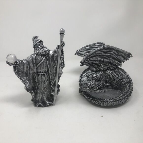 Dragon Wizard Ceramic Figures, Dragon Broken Wing - Picture 1 of 9